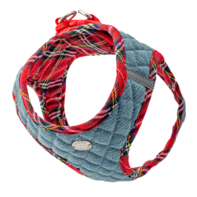 Step-In Denim Dog Harness - Red Plaid (size: medium)