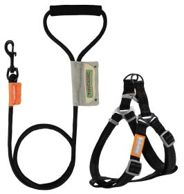 Touchdog 'Macaron' 2-in-1 Durable Nylon Dog Harness and Leash (Color: BLACK)